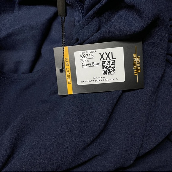 NWT Knitee Navy Blue Vintage Stretch 3/4 Sleeve Ruched Bodycon Pencil Dress XXL - Picture 6 of 6